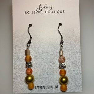 Handmade orange bead earrings